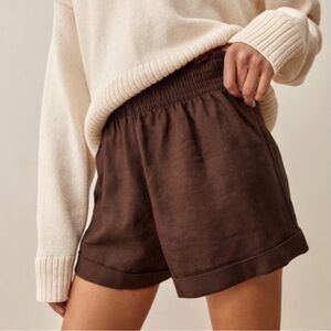 Reformation Nashville Linen Brown Shorts